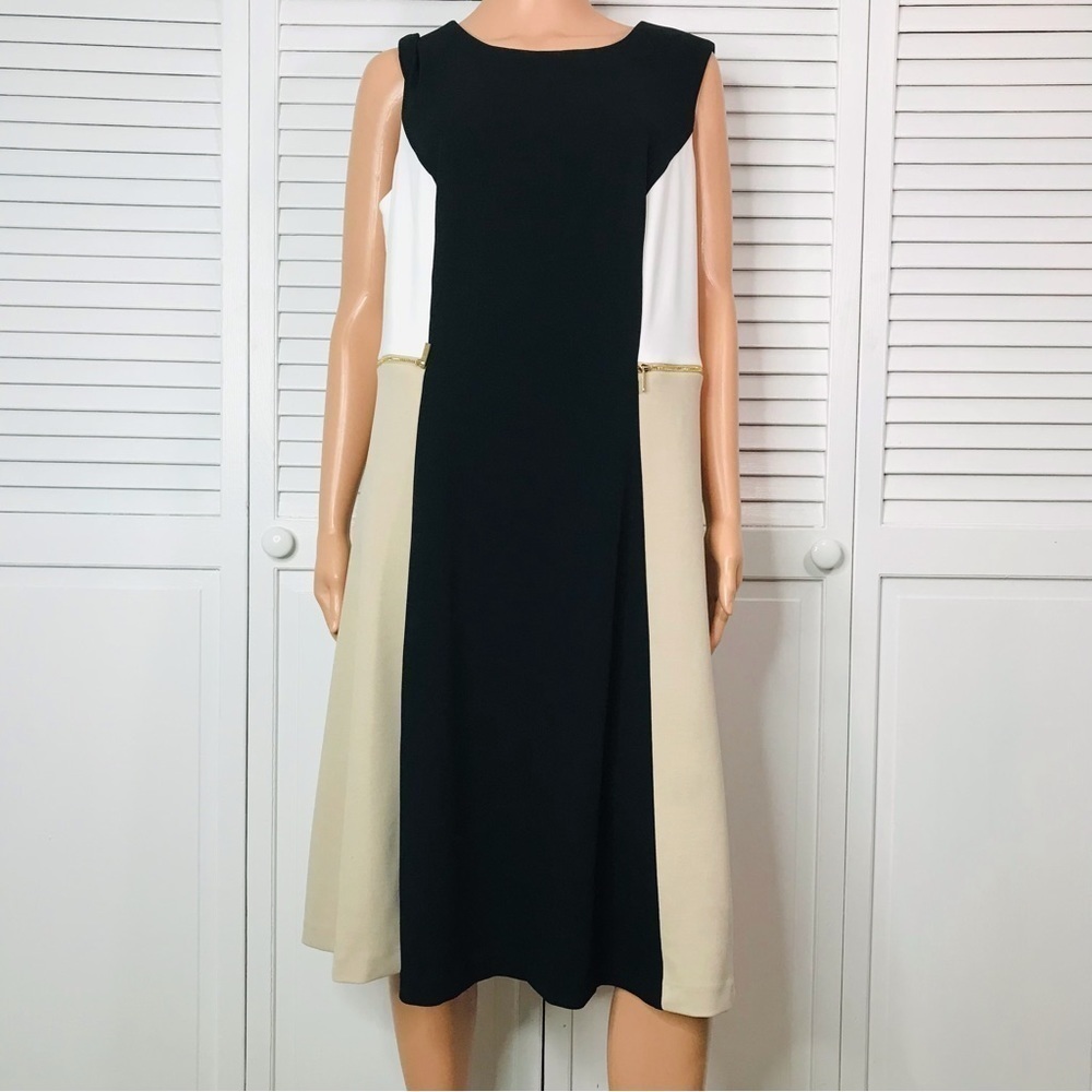 CALVIN KLEIN Color-block Sleeveless Shift Dress Size 16W